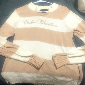 Xl Calvin Klein beige and white sweater